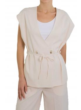 Gilet lungo con cintura doppiopetto "Zoe"